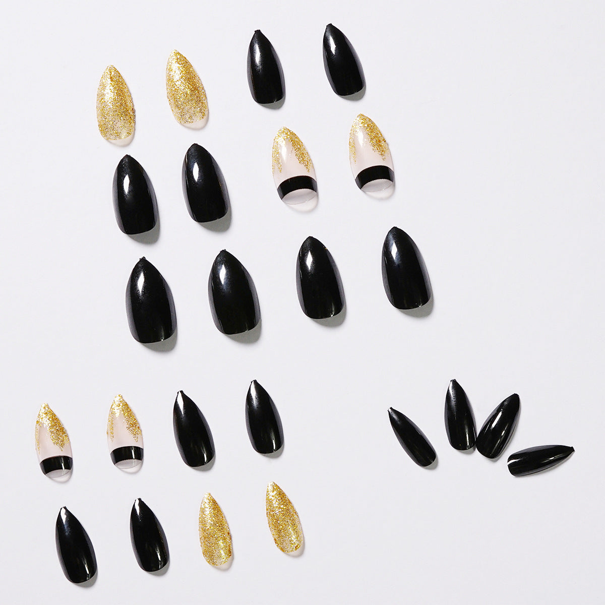 Black & Gold False Nails