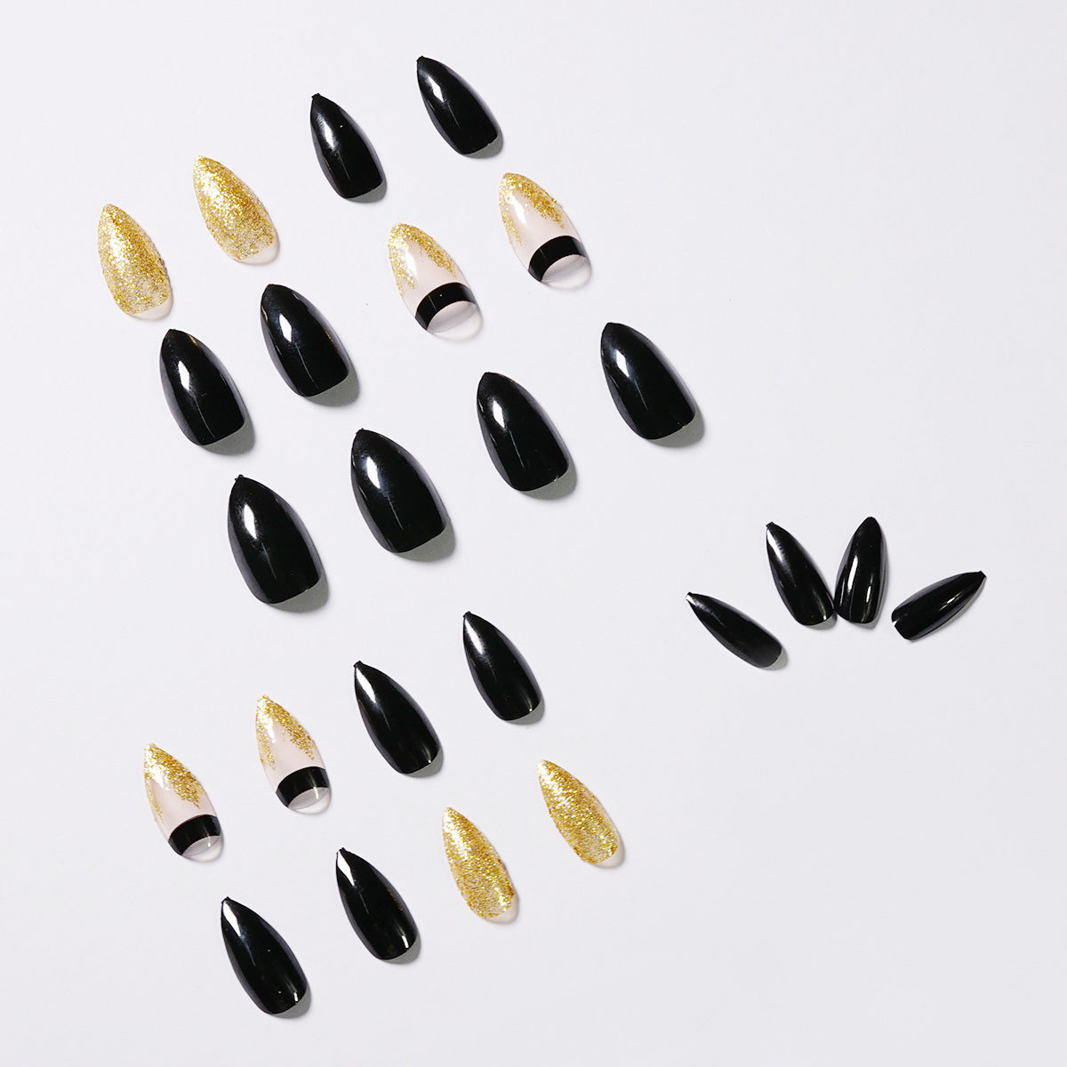 Black & Gold False Nails