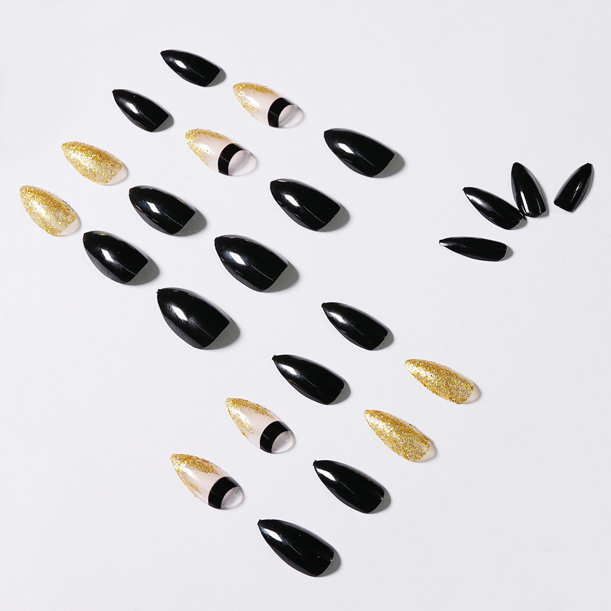 Black & Gold False Nails