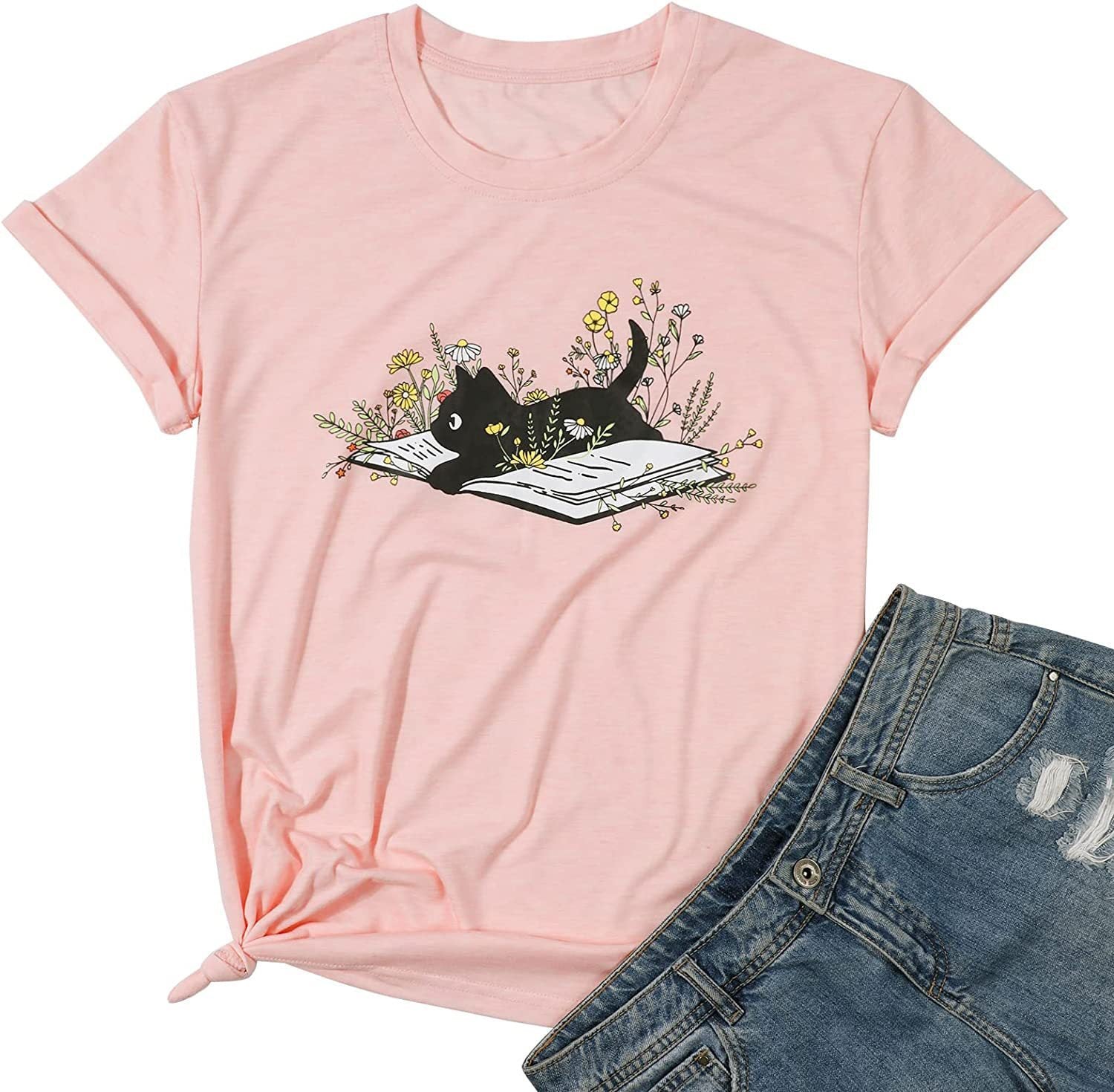 Booked Kitty Printed T-Shirt